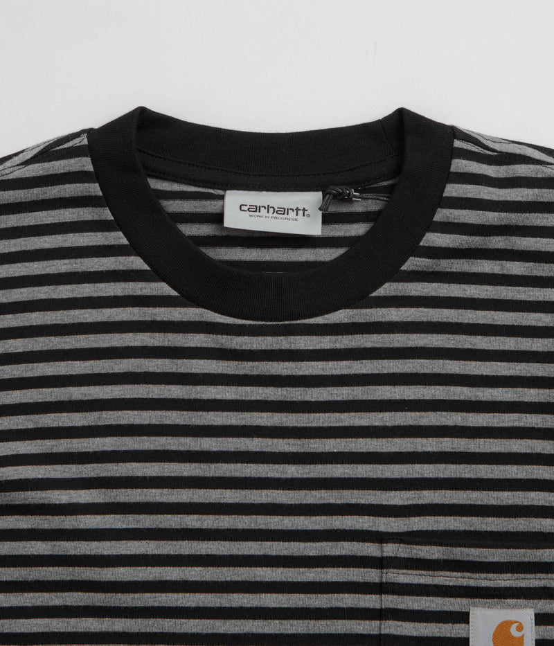 Carhartt Verner Pocket Long Sleeve T-Shirt in Verner Stripe and Black / Dark Grey Heather