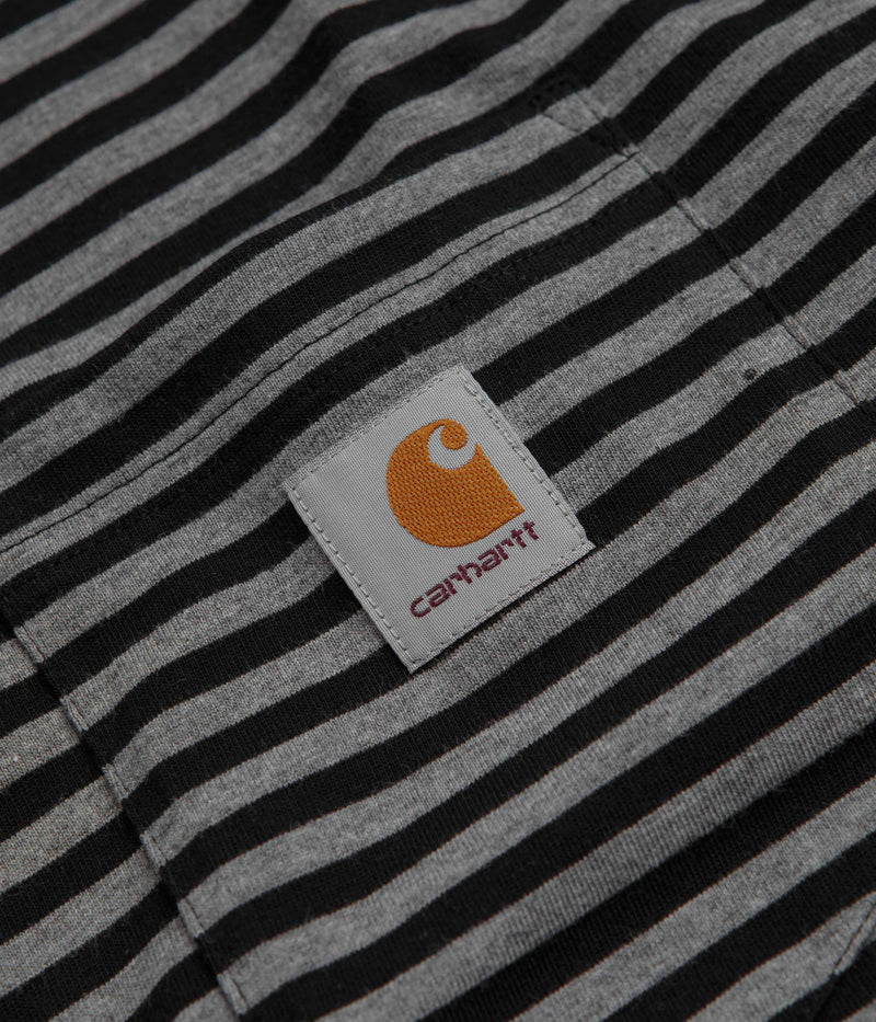 Carhartt Verner Pocket Long Sleeve T-Shirt in Verner Stripe and Black / Dark Grey Heather