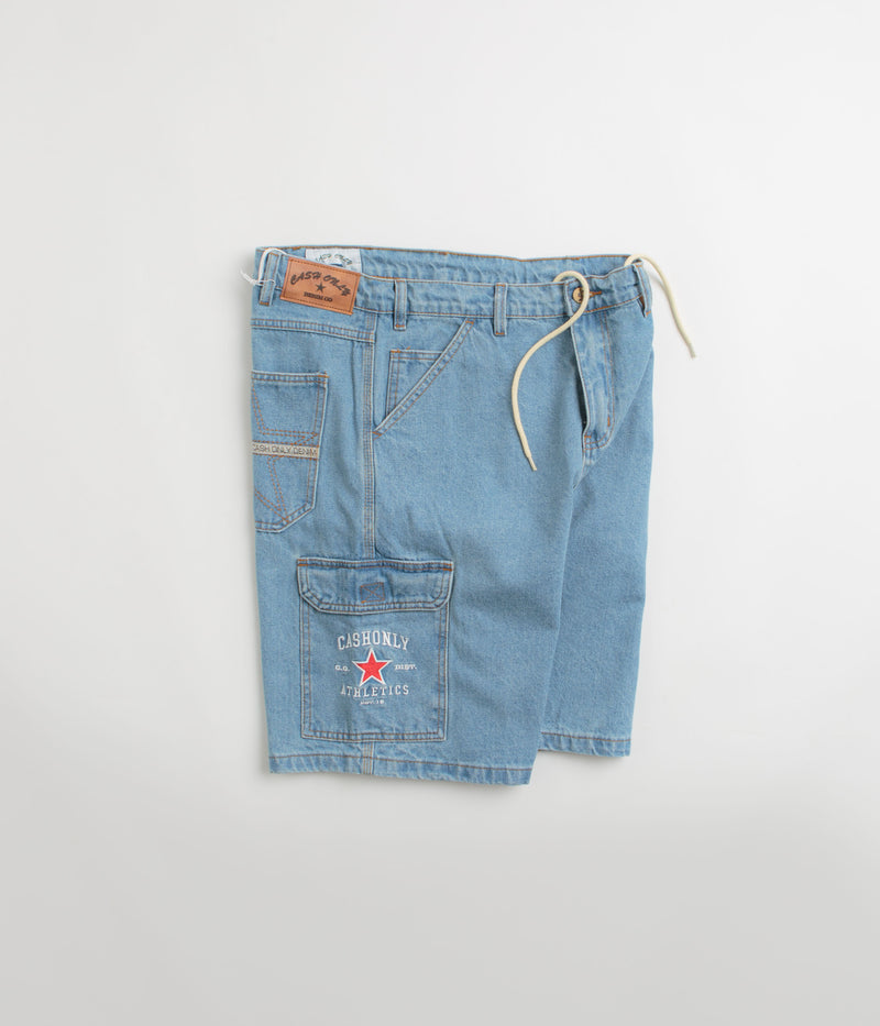 Cash Only Athletics Denim Shorts in Washed Indigo