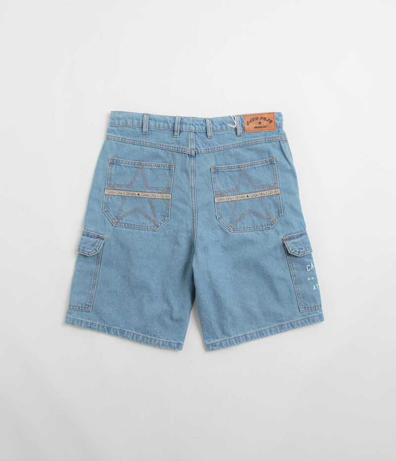 Cash Only Athletics Denim Shorts in Washed Indigo