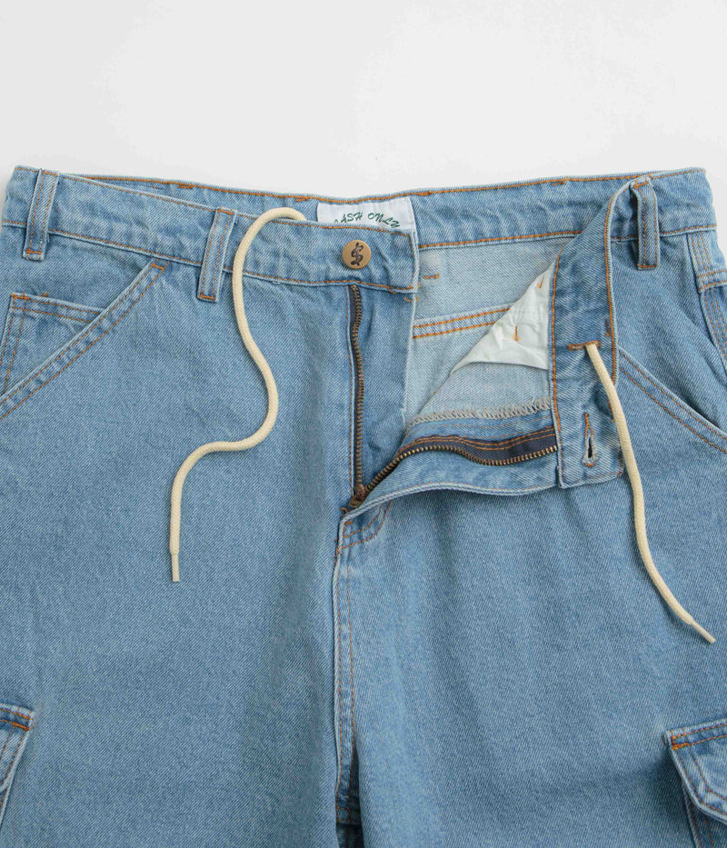 Cash Only Athletics Denim Shorts in Washed Indigo