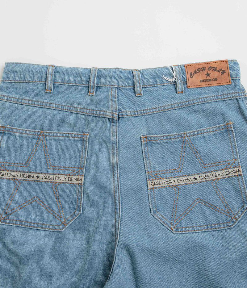 Cash Only Athletics Denim Shorts in Washed Indigo
