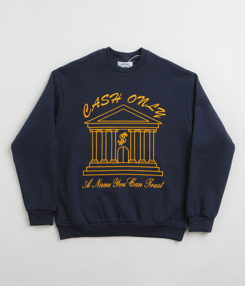 Cash Only Bank Crewneck Sweatshirt in Deep Navy