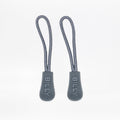 Two grey zipper pulls with 'BILLY' branding on a white background