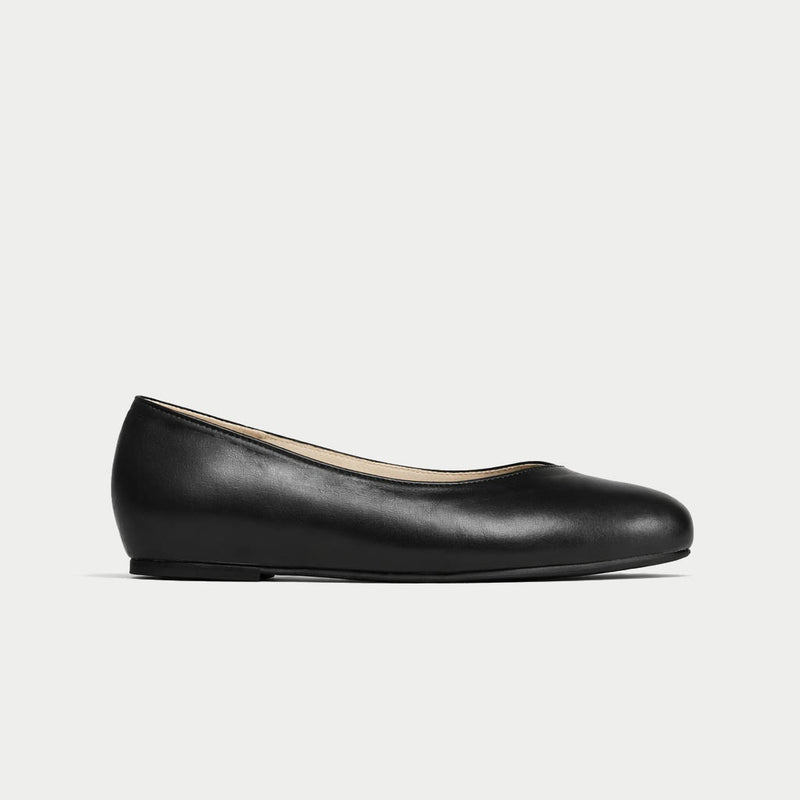 Charlotte - Black Leather Ballerinas