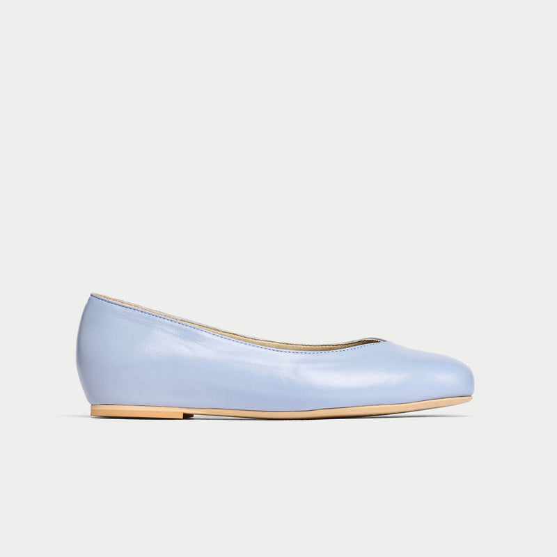 Charlotte - Ice Blue Leather Ballerinas