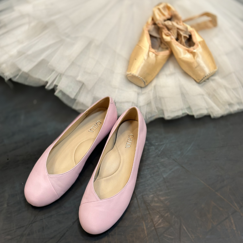 Charlotte - Pale Pink Leather Ballerinas