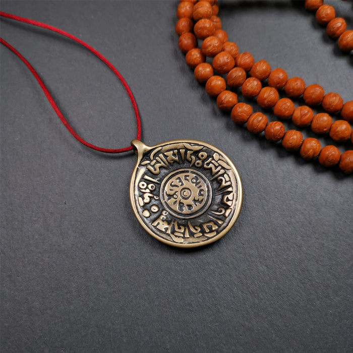 Chenrezig Om Melong Amulet 1.58" - Tibetan Buddhist amulet, front view