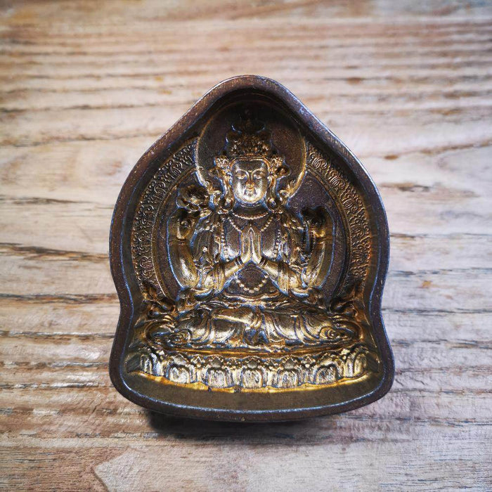 Chenrezig,Four Armed Padmapani Tsa Tsa Mold - Tibetan tsa tsa mold, front view