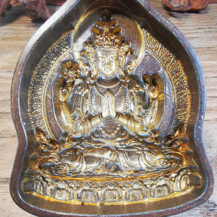 Chenrezig,Four Armed Padmapani Tsa Tsa Mold - Tibetan tsa tsa mold, view 6