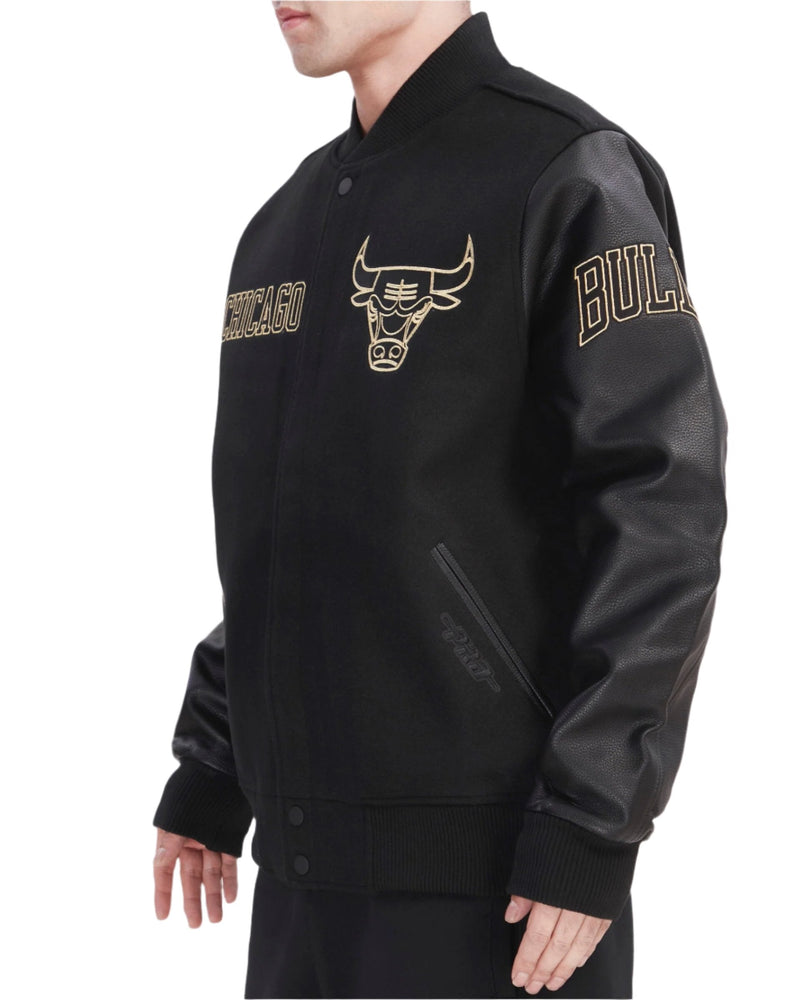 CHICAGO BULLS BLACK & GOLD WOOL VARSITY JACKET