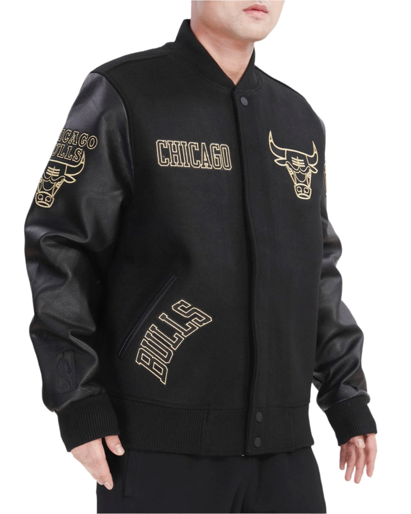 CHICAGO BULLS BLACK & GOLD WOOL VARSITY JACKET