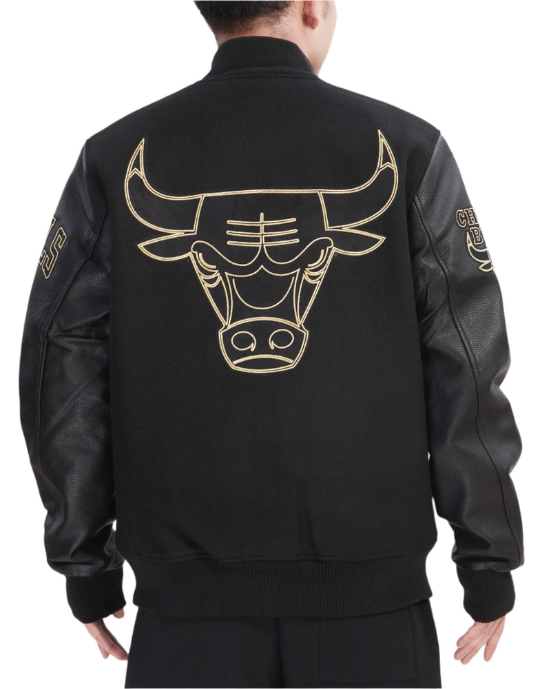 CHICAGO BULLS BLACK & GOLD WOOL VARSITY JACKET