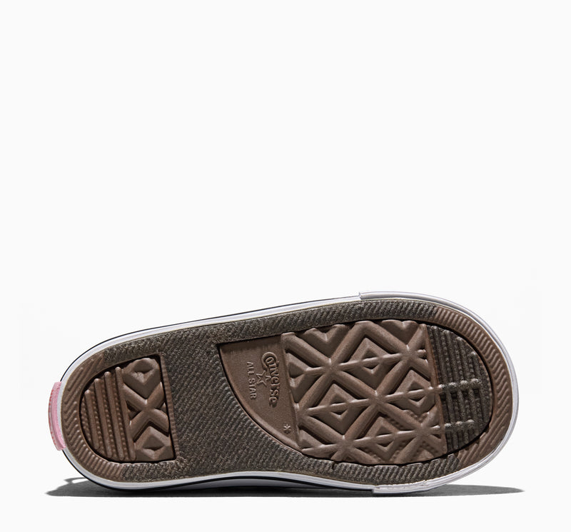 Toddler sneaker outsole, brown rubber tread with diamond and zigzag pattern