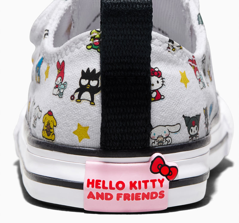 Toddler sneaker heel, Hello Kitty and Friends logo patch with black strap detail