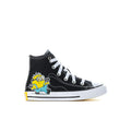 Kids' black high-top sneakers with Minions graphic and white laces