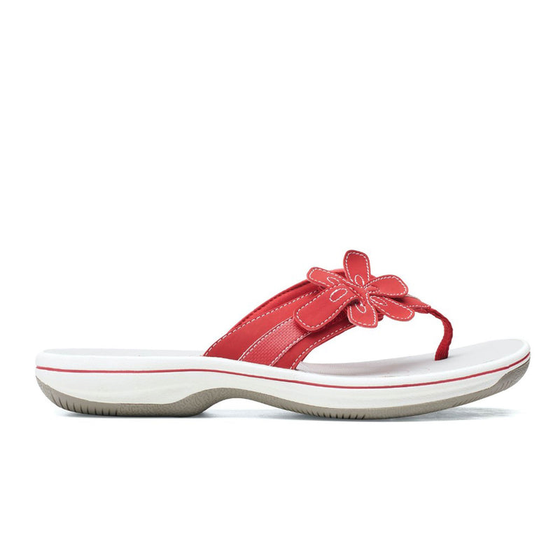 Clarks Brinkley Flora H Sandal (Women) - Red Synthetic Sandal - Thong - The Heel Shoe Fitters