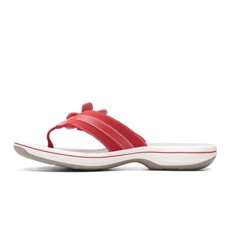 Clarks Brinkley Flora H Sandal (Women) - Red Synthetic Sandal - Thong - The Heel Shoe Fitters