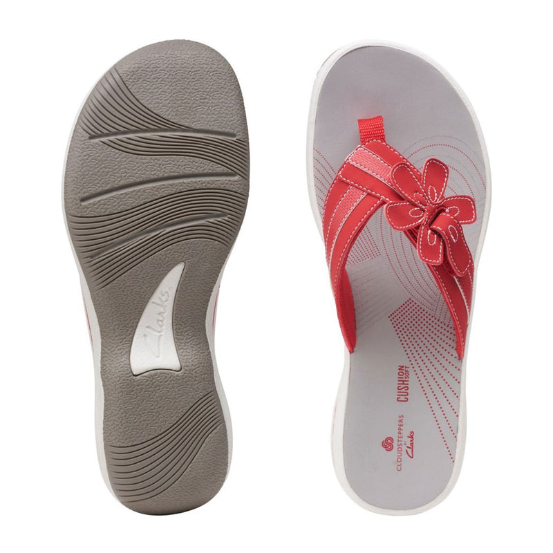Clarks Brinkley Flora H Sandal (Women) - Red Synthetic Sandal - Thong - The Heel Shoe Fitters