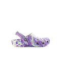 Kids classic clog, purple marble pattern, open back with heel strap and ventilation holes