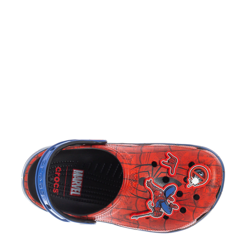 Kids classic clog with Spider-Man graphic lining on the red interior