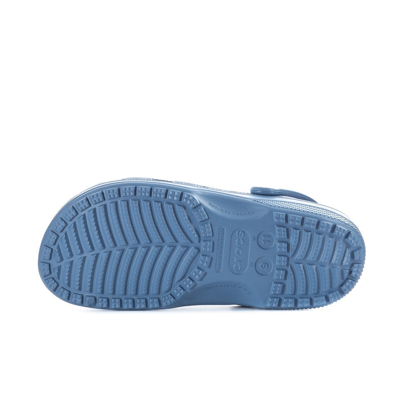 Men's astro blue clog outsole with textured tread pattern