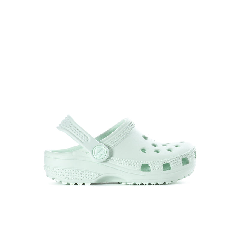 Toddler light mint clog with sage strap and side ventilation holes