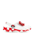 Women’s classic clog in white with red Minnie bow and polka-dot accents