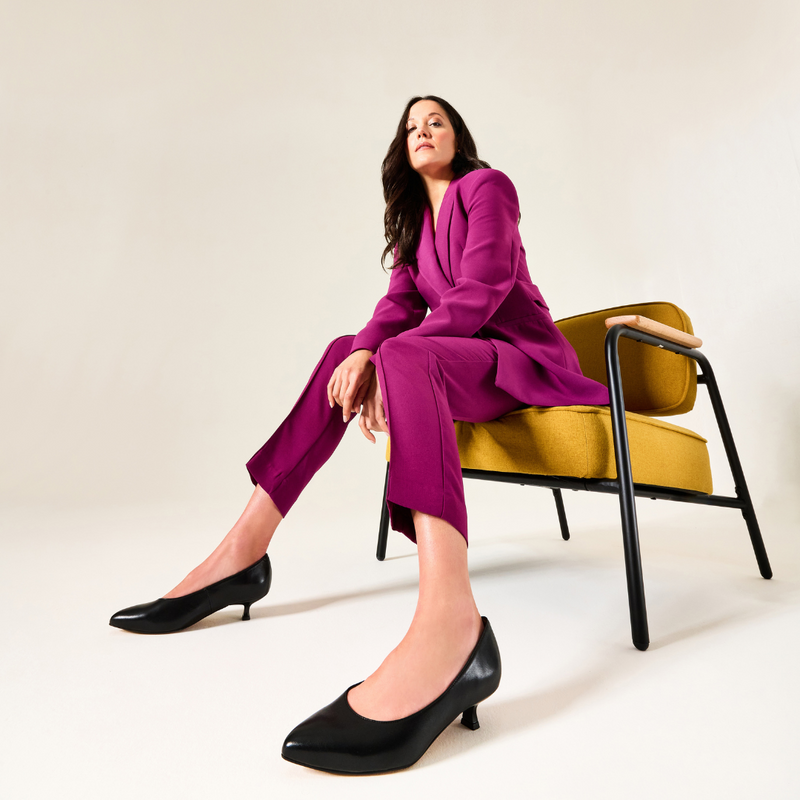 Claudia kitten heel look on model