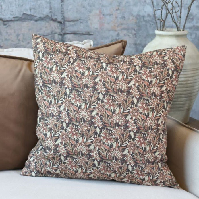 Cognac & Latte Floral Cushion