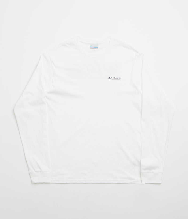 Columbia Explorers Canyon Long Sleeve T-Shirt in White and Branded Blanket