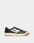 Competition Sneaker in Navy Blue and White Leather
