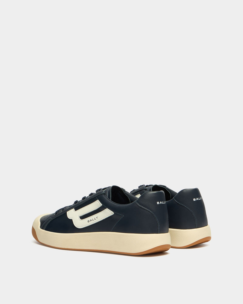 Competition Sneaker in Navy Blue and White Leather