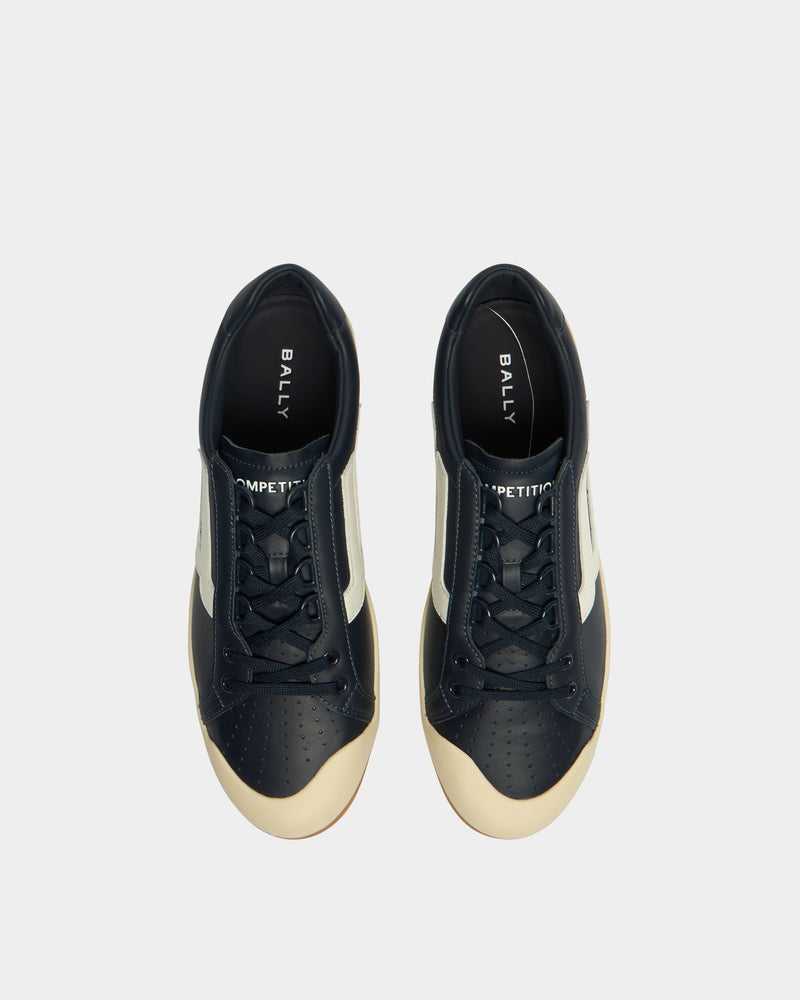 Competition Sneaker in Navy Blue and White Leather