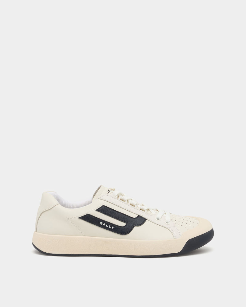 Competition Sneaker in White and Navy Blue Leather