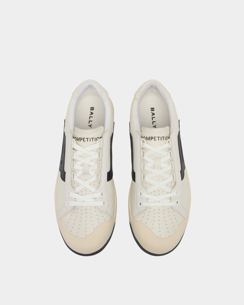 Competition Sneaker in White and Navy Blue Leather