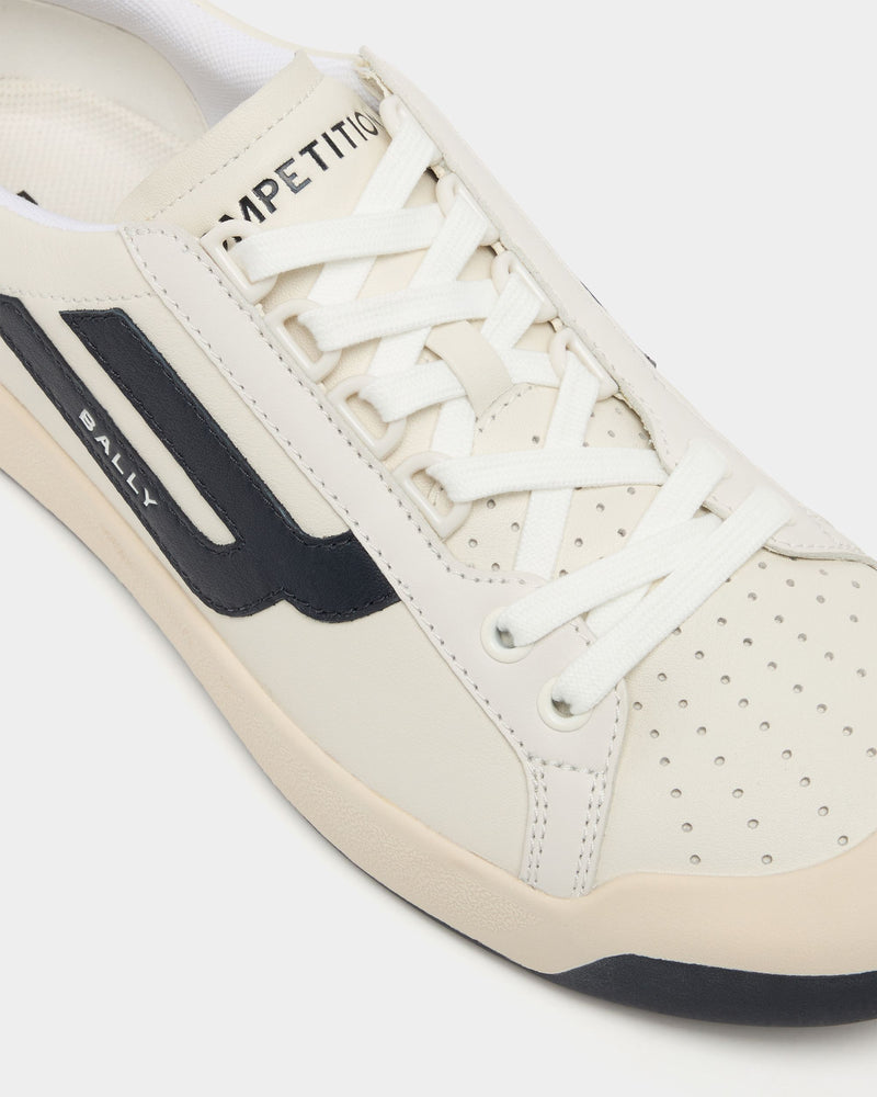 Competition Sneaker in White and Navy Blue Leather