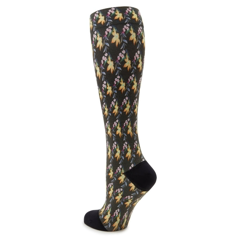 Alegria Compression Aloha Black Socks with graduated compression zones. ALG-92605_S2