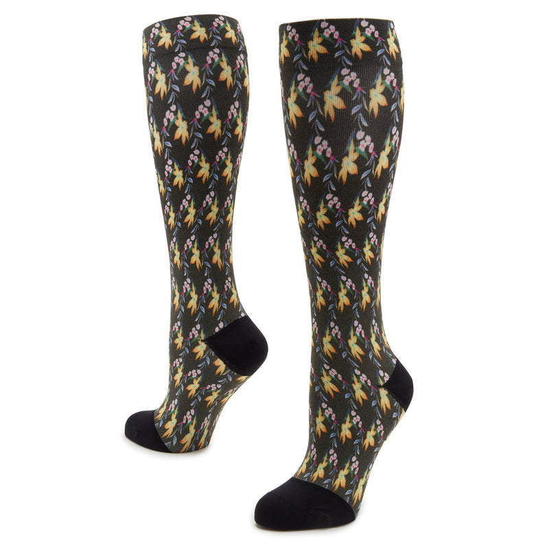 Compression Aloha Black Socks | Alegria Shoes
