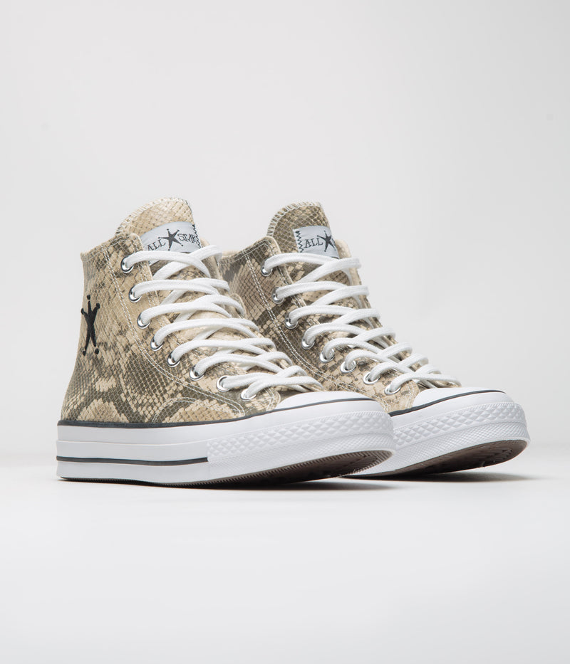 Converse x Stussy Chuck 70 Hi Shoes in Grey and Black / Egret