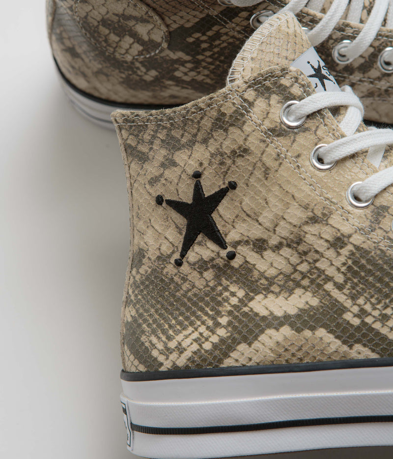 Converse x Stussy Chuck 70 Hi Shoes in Grey and Black / Egret