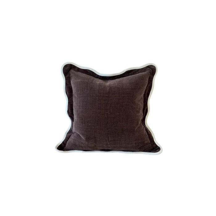 Cora Dark Brown Scalloped Edge Cushion