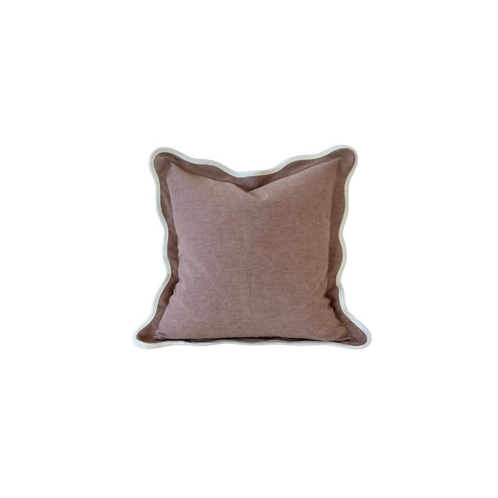 Cora Dusty Pink Linen Cushion with Scalloped Edge