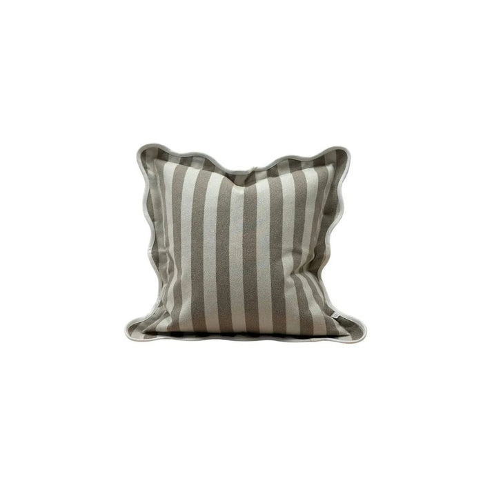 Cora Greige Cushion with Scalloped Edge
