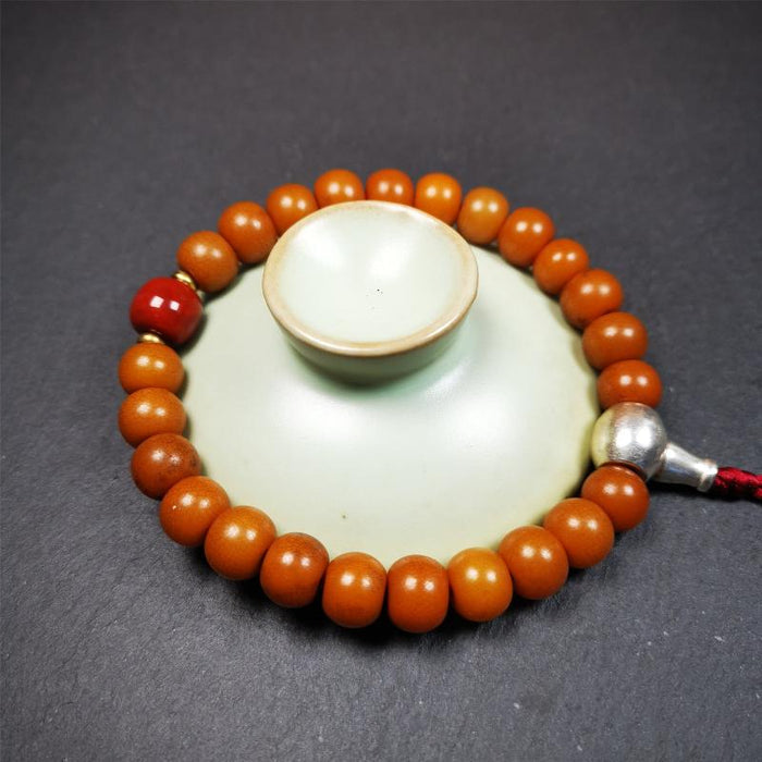 Corypha Linn Seed Bracelet Mala,0.4" - Tibetan Buddhist mala beads, view 4