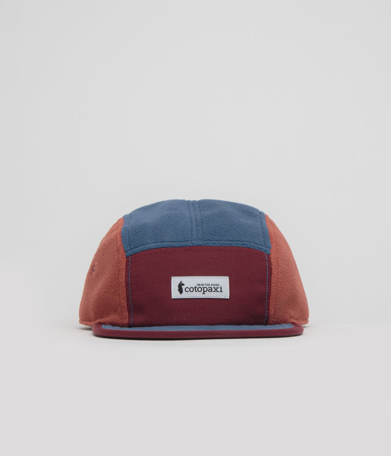Cotopaxi Fleece 5 Panel Cap in Mulberry and Deep Sea