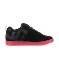 Women’s black low-top sneakers with pink translucent sole and star logo panels