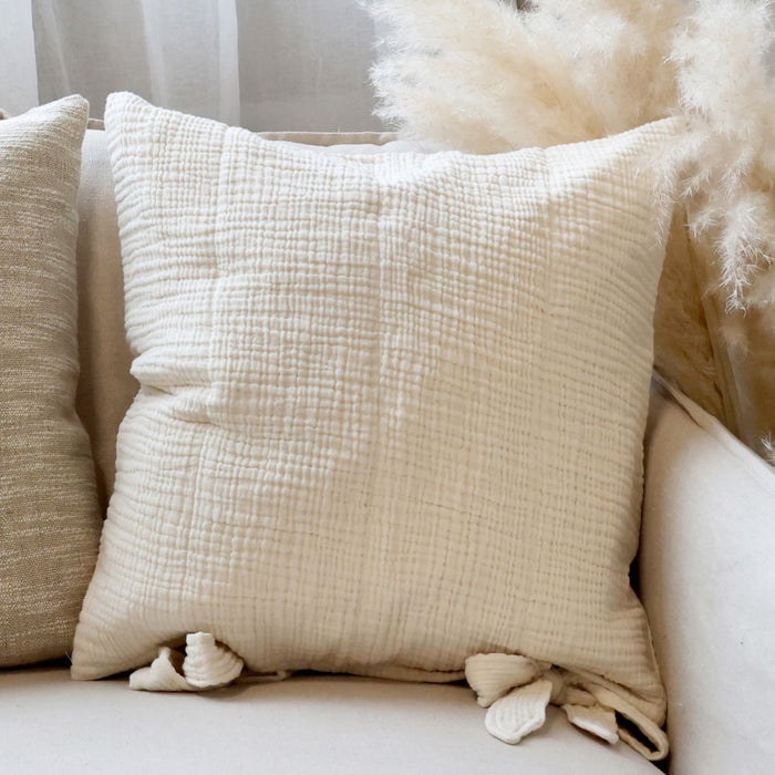Cream Tied Cushion