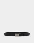 Crest Plaque 35 mm Adjustable And Reversible Belt in Black And Ebano Leather