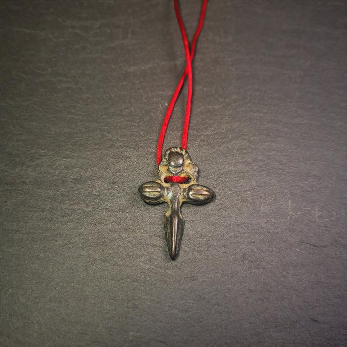 Cross vajra Phurba - 1.57" - Tibetan Buddhist vajra, detailed view